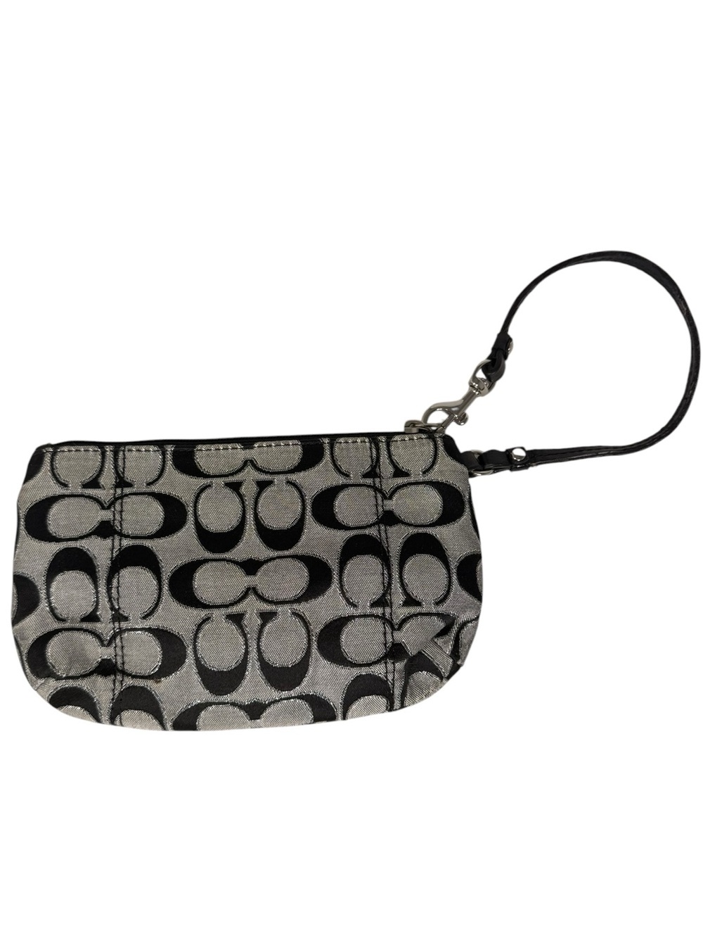 Coach Signature Monogram Wristlet Clutch in Silvery Gray and Black - Picture 3 of 4